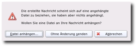 Hinweisfenster von KMail auf Attachment