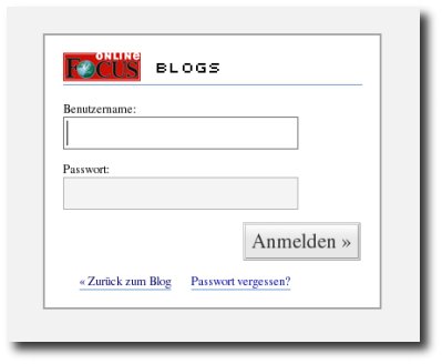 Screenshot Login Focus Blogs