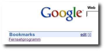 Bookmark Sektion von Google IG