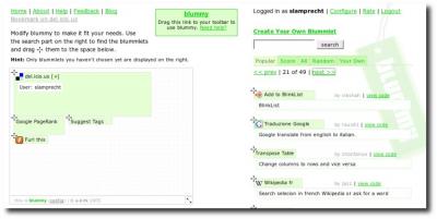 Zusammenstellung des Bookmarklets bei Blummy