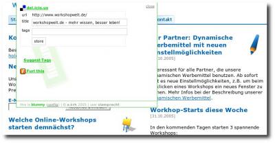 Das Bookmarklet in Aktion