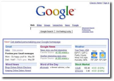 Startseite von Google