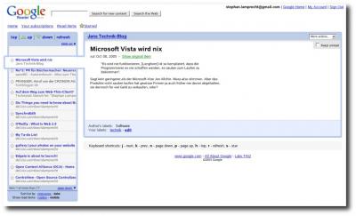 Oberfläche Google Reader