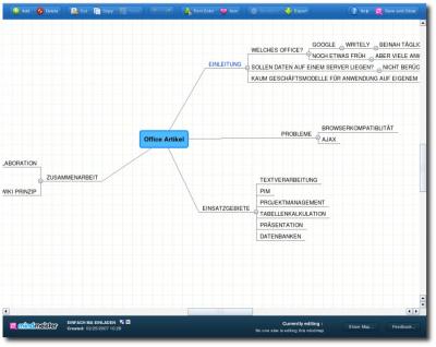 MindMeister beim Zeichnen einer Mindmap