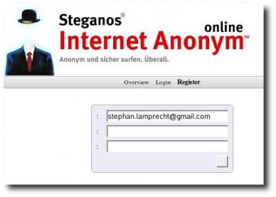 Registrierungsdialog bei Steganos
