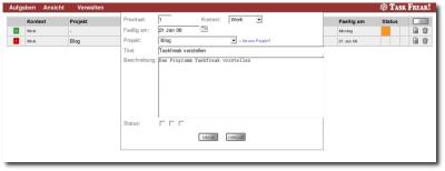 Aufgabenerfassung mit Taskfreak