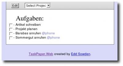 Aufgabenliste in Taskpaper