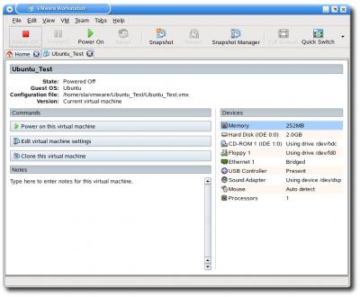 VMWare Programmfenster