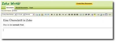 Editor von Zoho Writer